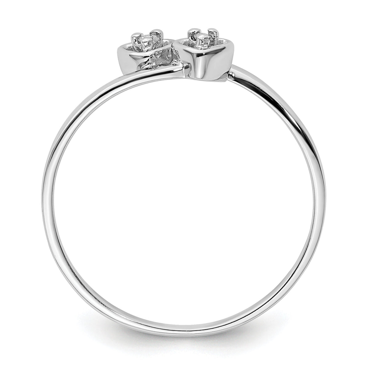 14k White Gold Polished AA Diamond heart ring-Y1836AA