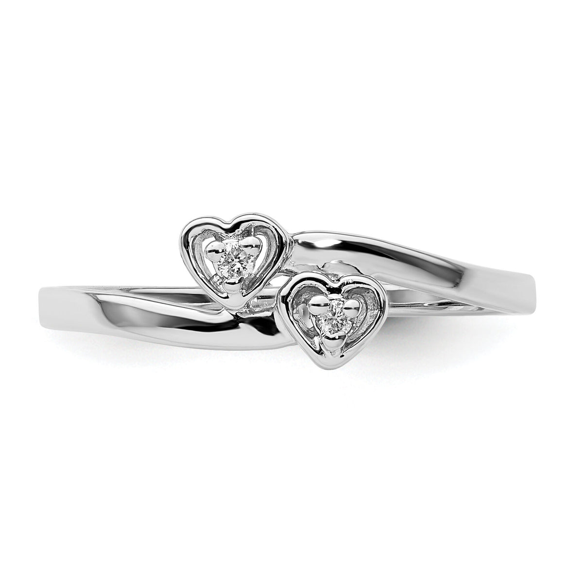14k White Gold Polished AA Diamond heart ring-Y1836AA