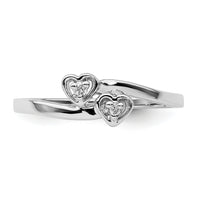 14k White Gold Polished AA Diamond heart ring-Y1836AA