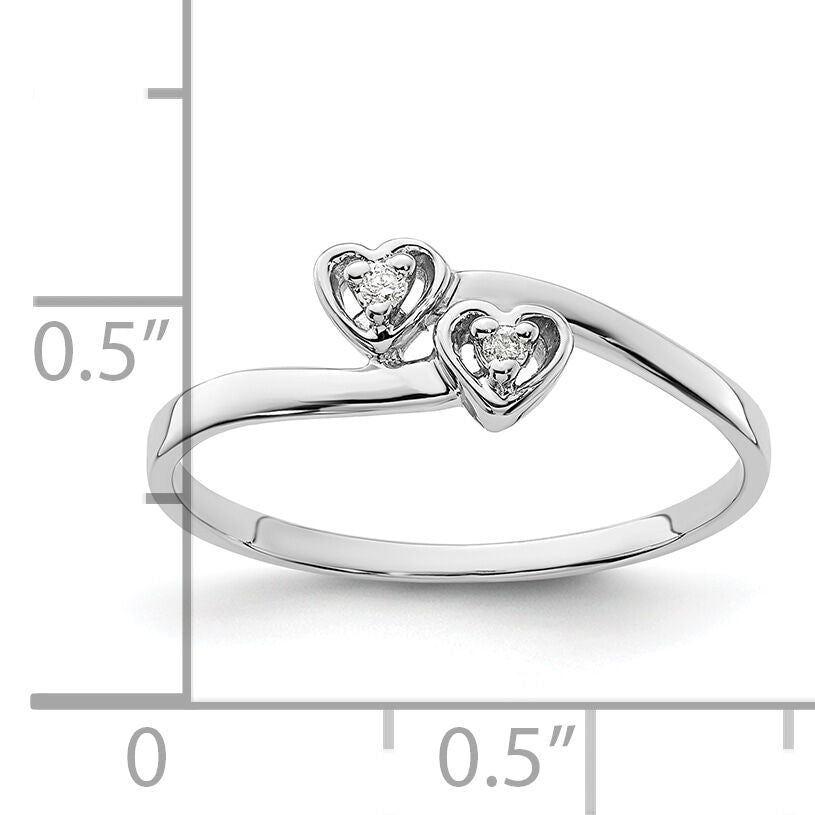 14k White Gold Polished AA Diamond heart ring-Y1836AA