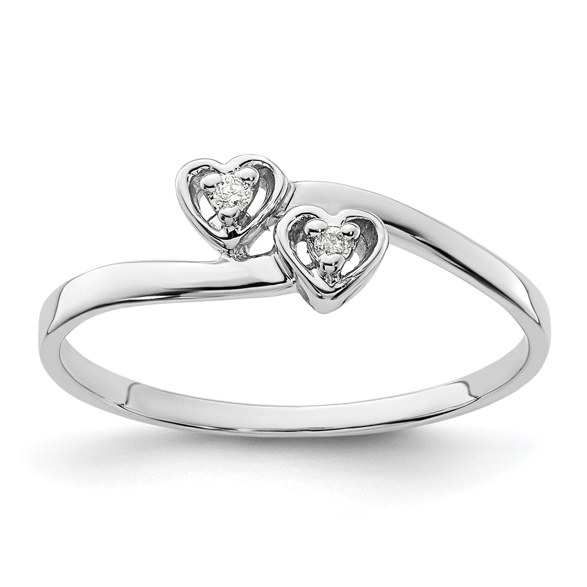 14k White Gold Polished AA Diamond heart ring-Y1836AA