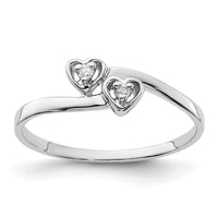 14k White Gold Polished AA Diamond heart ring-Y1836AA