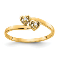14K Polished AA Diamond Heart Ring-Y1836YAA