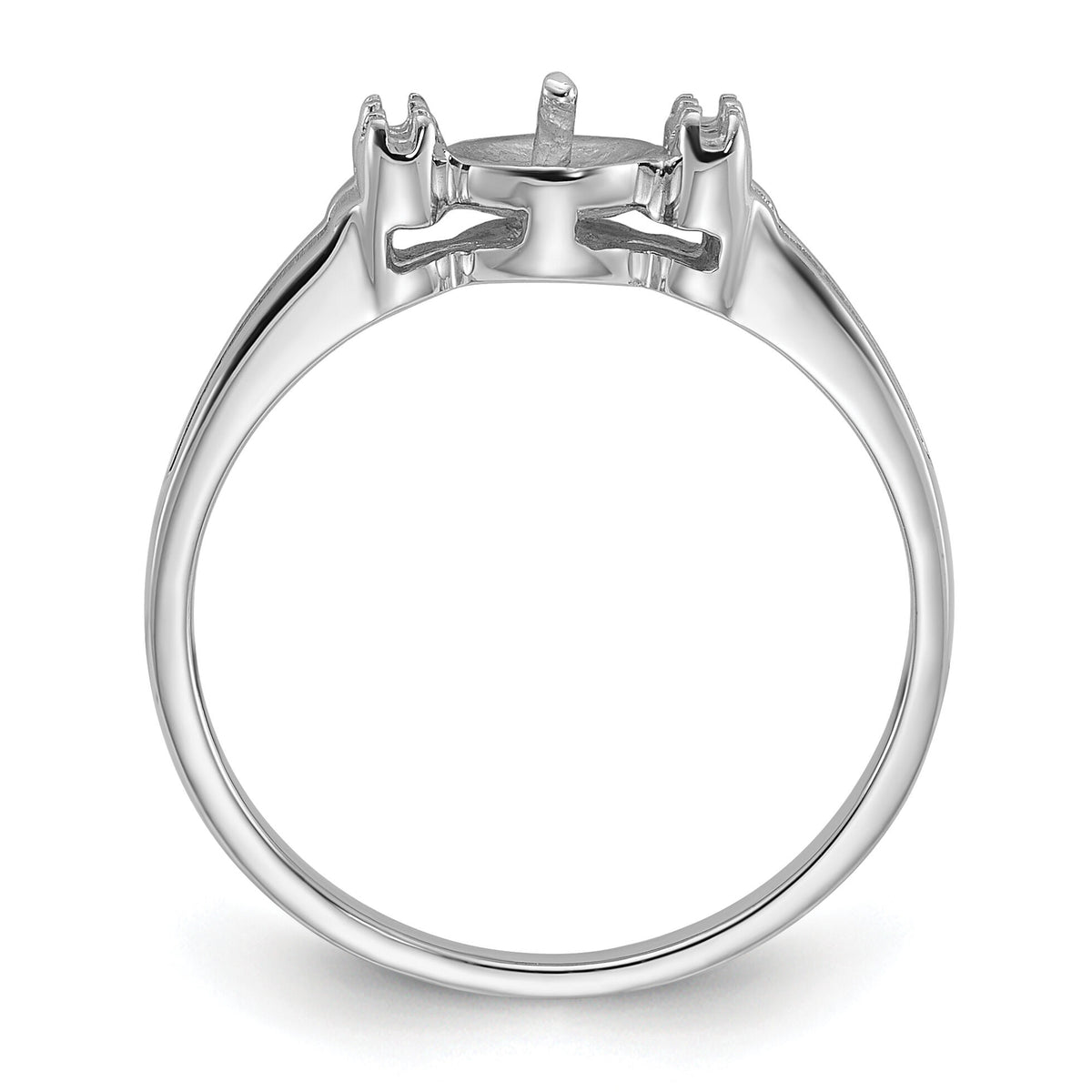 14k White Gold Polished Diamond & Pearl Ring Mounting-Y1842