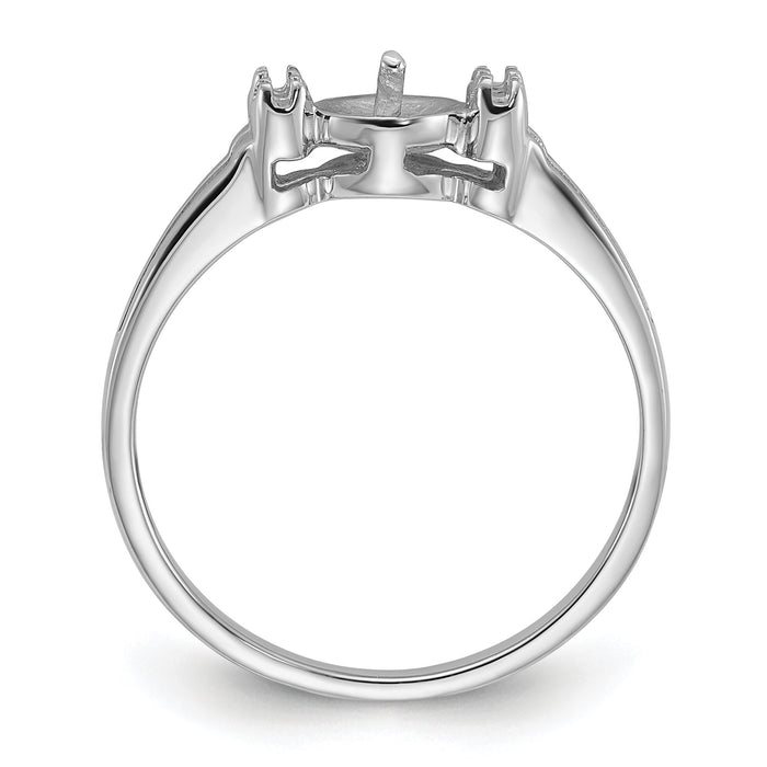 14k White Gold Polished Diamond & Pearl Ring Mounting-Y1842