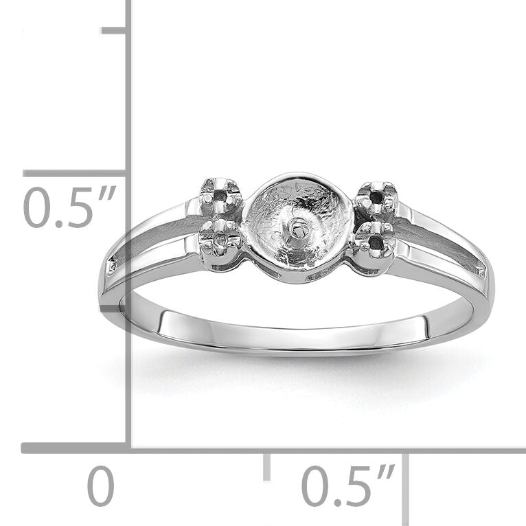 14k White Gold Polished Diamond & Pearl Ring Mounting-Y1842