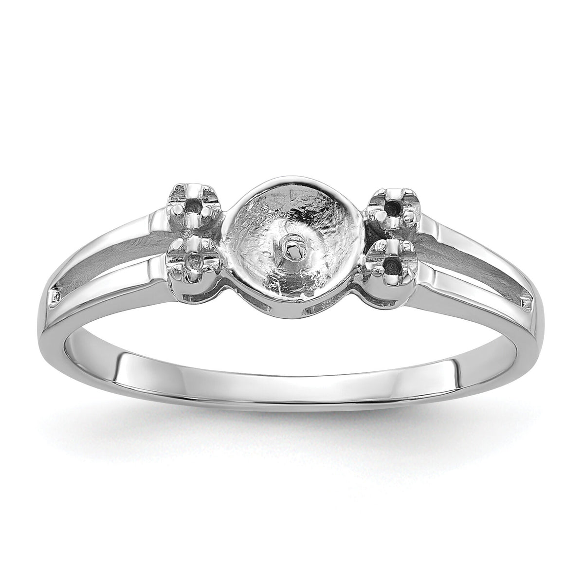 14k White Gold Polished Diamond & Pearl Ring Mounting-Y1842