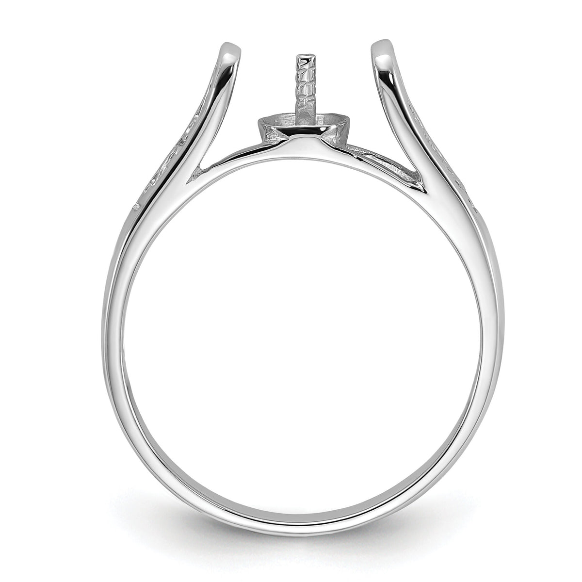 14k White Gold Polished Pearl Filigree Ring Mounting-Y1846