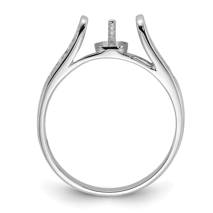 14k White Gold Polished Pearl Filigree Ring Mounting-Y1846