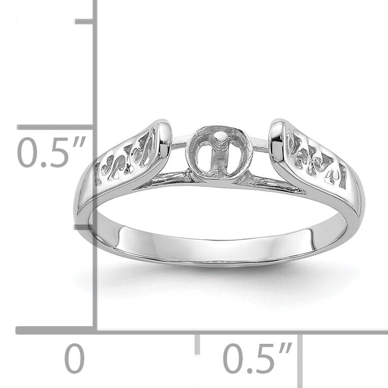 14k White Gold Polished Pearl Filigree Ring Mounting-Y1846
