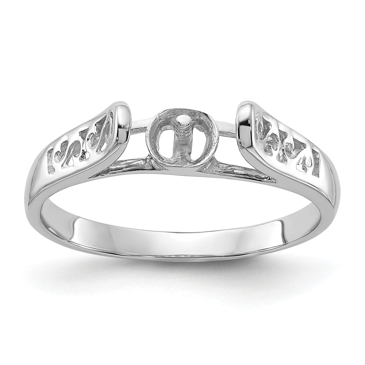 14k White Gold Polished Pearl Filigree Ring Mounting-Y1846