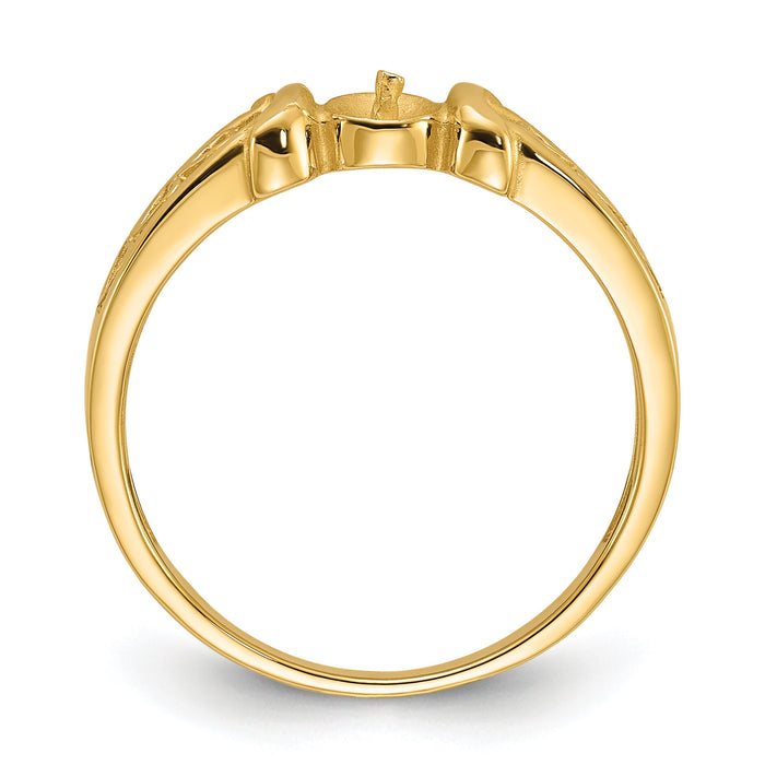 14k Polished Pearl Heart Ring Mounting-Y1847
