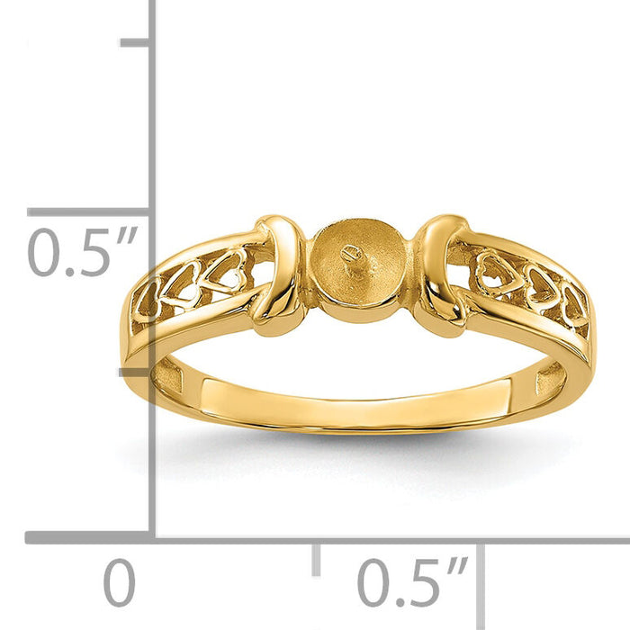 14k Polished Pearl Heart Ring Mounting-Y1847