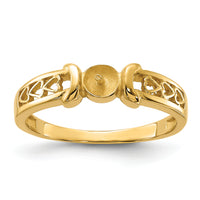 14k Polished Pearl Heart Ring Mounting-Y1847