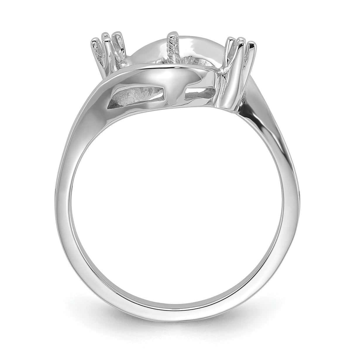 14k White Gold Polished Diamond & Pearl Ring Mounting-Y1850