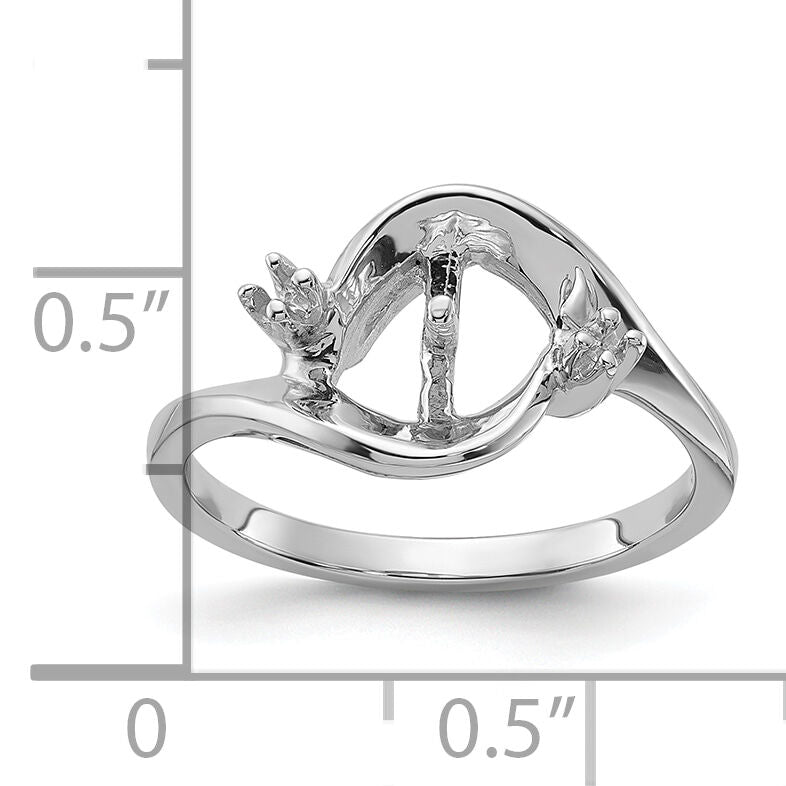 14k White Gold Polished Diamond & Pearl Ring Mounting-Y1850