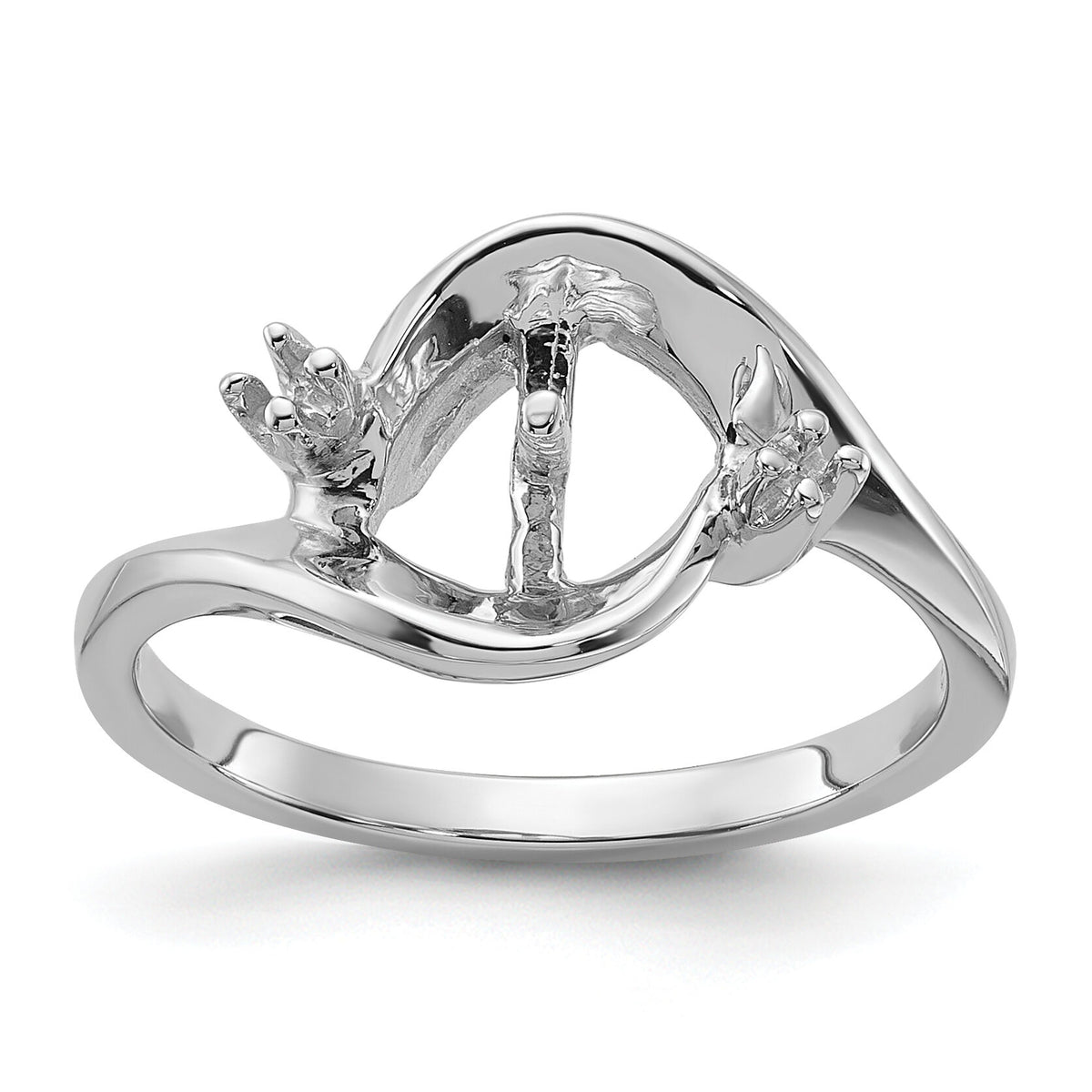 14k White Gold Polished Diamond & Pearl Ring Mounting-Y1850