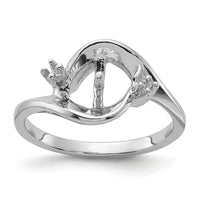 14k White Gold Polished Diamond & Pearl Ring Mounting-Y1850