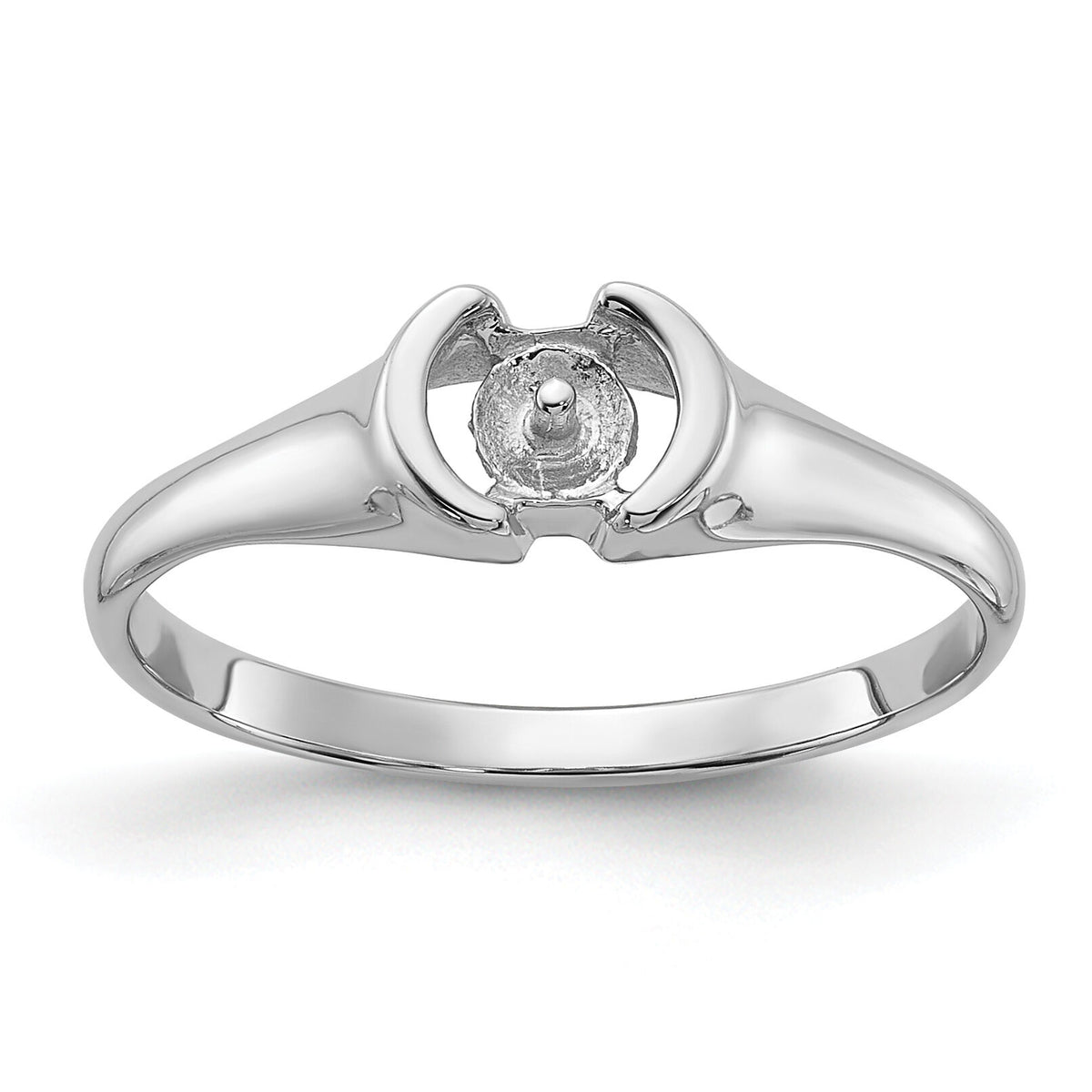 14k White Gold Polished Pearl Ring Mounting-Y1856