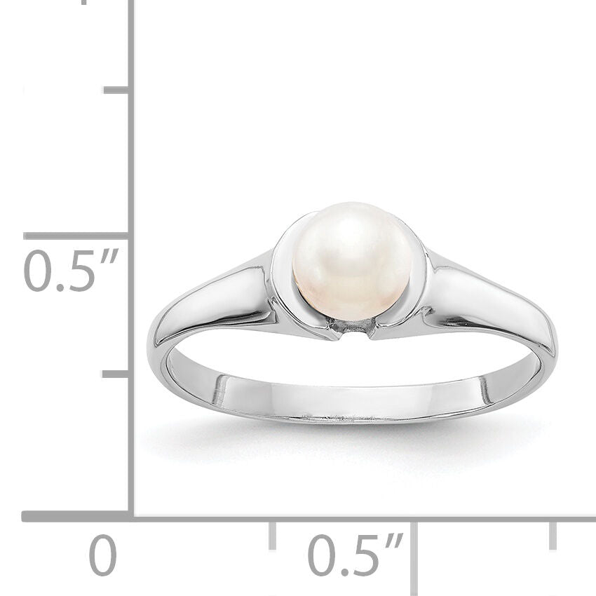 14k White Gold 5mm FW Cultured Pearl Ring-Y1856PL