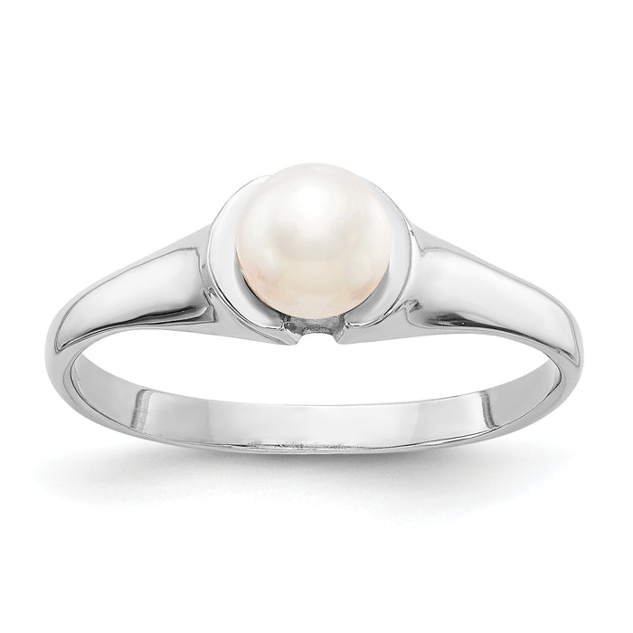 14k White Gold 5mm FW Cultured Pearl Ring-Y1856PL