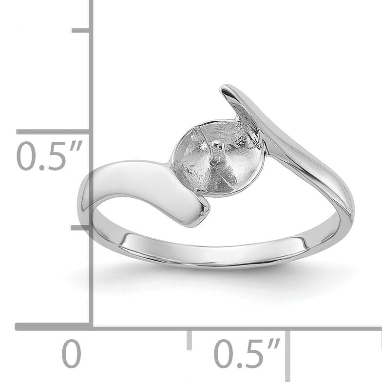 14k White Gold Polished Pearl Ring Mounting-Y1858
