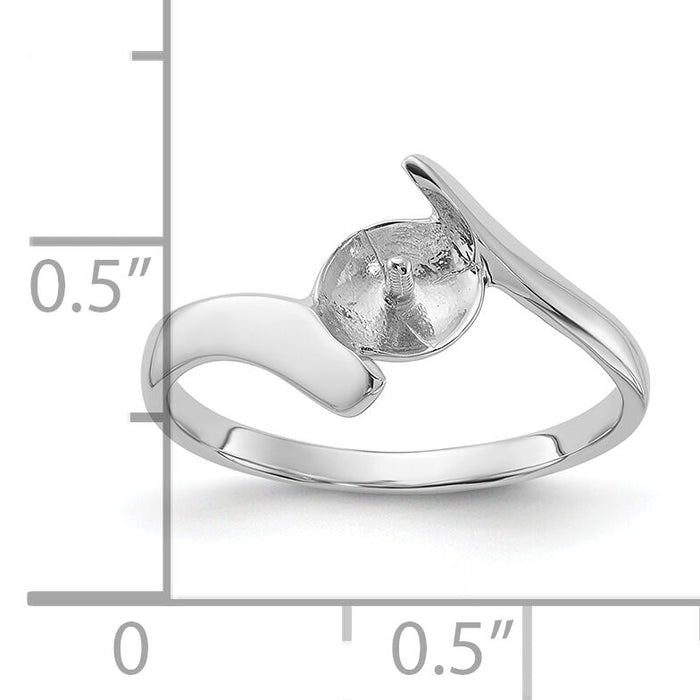 14k White Gold Polished Pearl Ring Mounting-Y1858