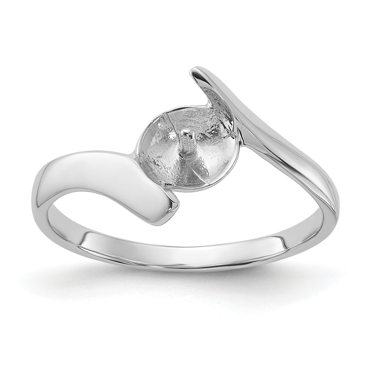 14k White Gold Polished Pearl Ring Mounting-Y1858