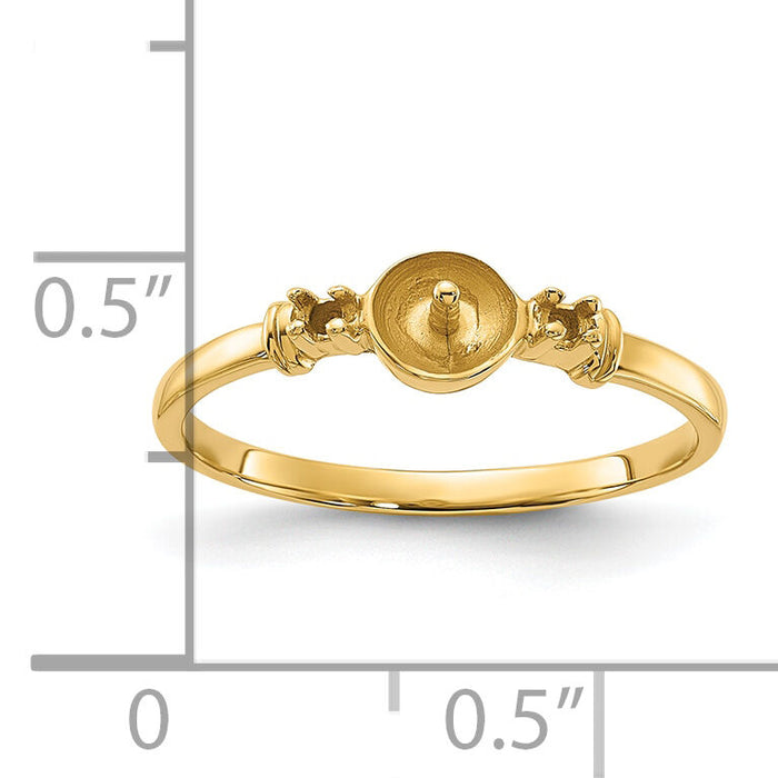 14k Polished Diamond & Pearl Ring Mounting-Y1859