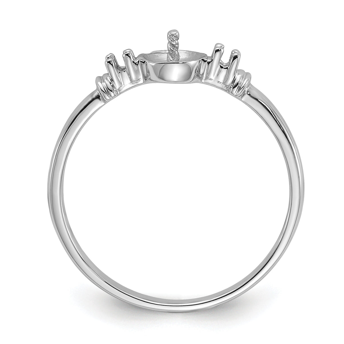 14k White Gold Polished Diamond & Pearl Ring Mounting-Y1860