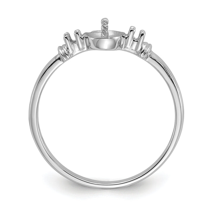 14k White Gold Polished Diamond & Pearl Ring Mounting-Y1860