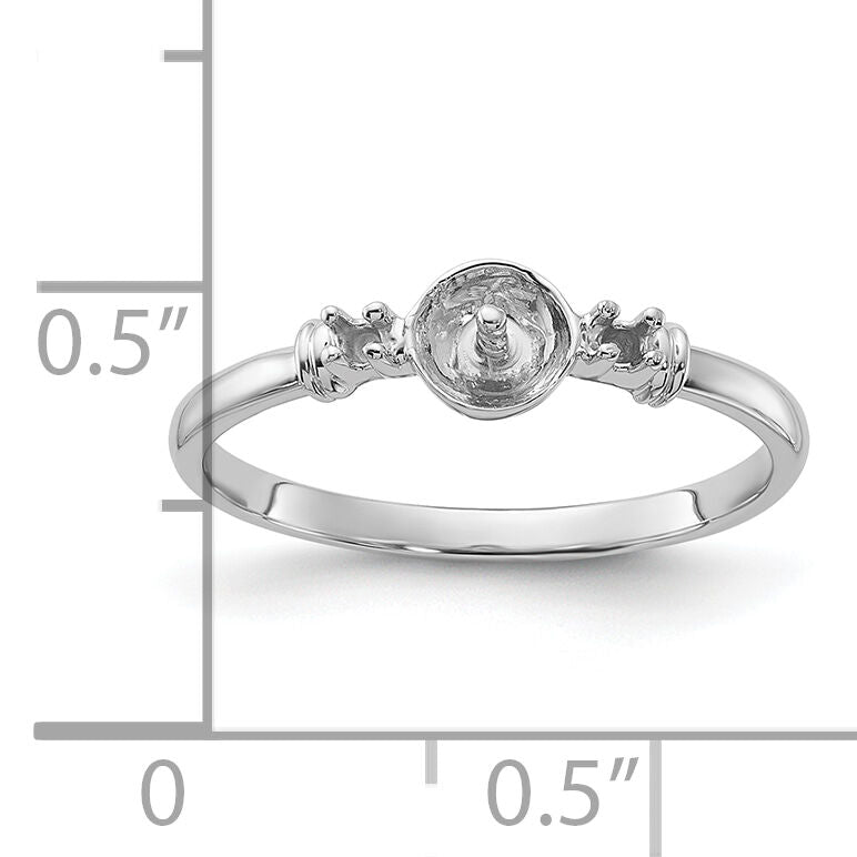 14k White Gold Polished Diamond & Pearl Ring Mounting-Y1860