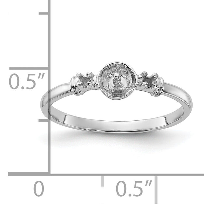 14k White Gold Polished Diamond & Pearl Ring Mounting-Y1860
