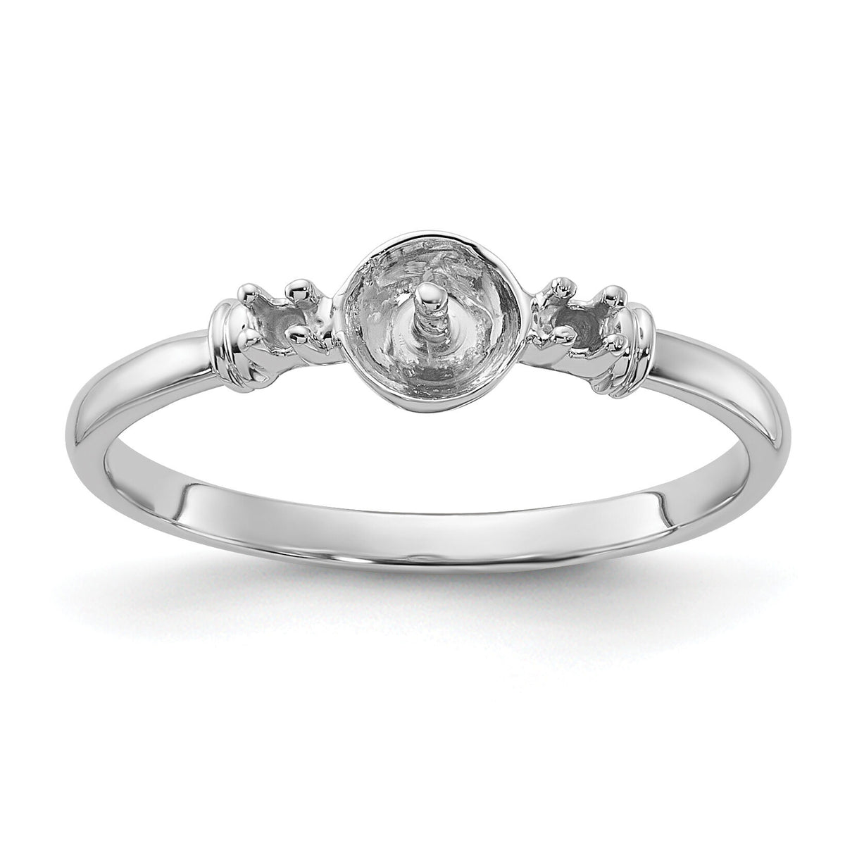 14k White Gold Polished Diamond & Pearl Ring Mounting-Y1860