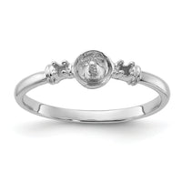 14k White Gold Polished Diamond & Pearl Ring Mounting-Y1860