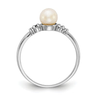 14k White Gold 5mm FW Cultured Pearl AA Diamond ring-Y1860PL/AA