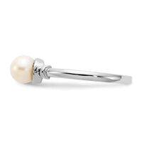 14k White Gold 5mm FW Cultured Pearl AA Diamond ring-Y1860PL/AA