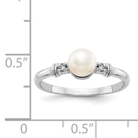 14k White Gold 5mm FW Cultured Pearl AA Diamond ring-Y1860PL/AA