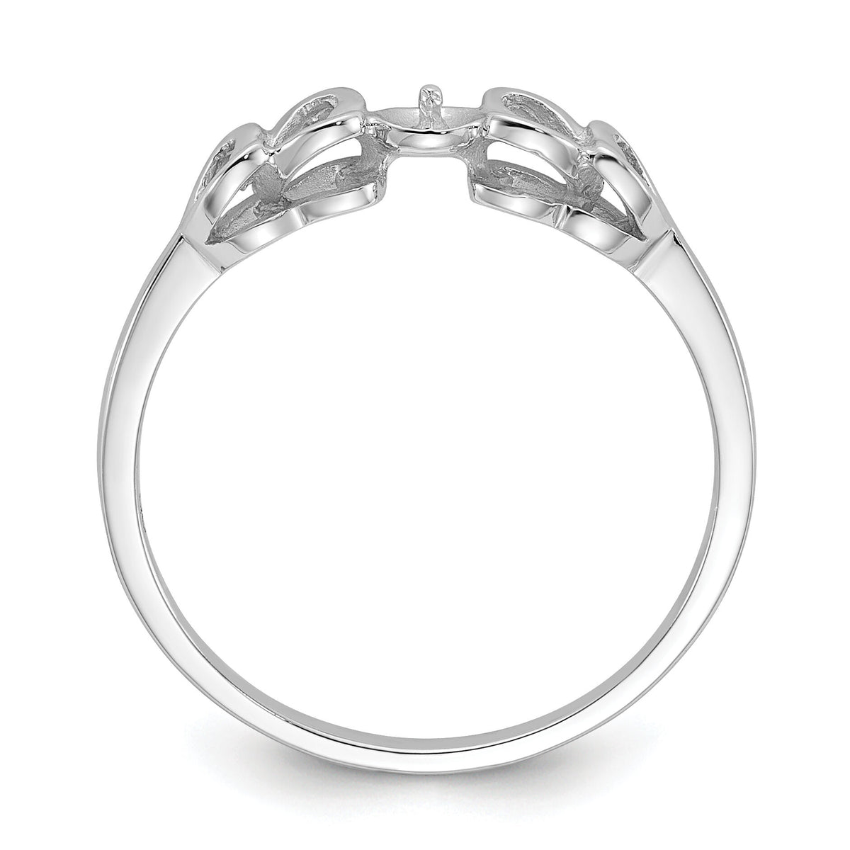 14k White Gold Polished Pearl Heart Ring Mounting-Y1870