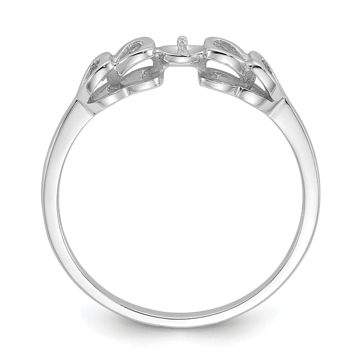 14k White Gold Polished Pearl Heart Ring Mounting-Y1870