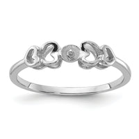 14k White Gold Polished Pearl Heart Ring Mounting-Y1870