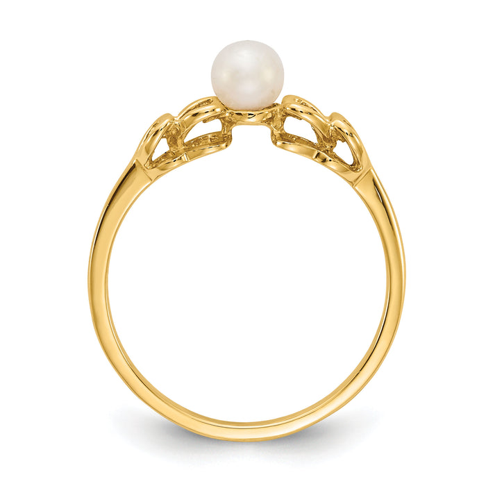 14k White Gold 4mm FW Cultured Pearl ring-Y1870PL