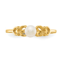 14k White Gold 4mm FW Cultured Pearl ring-Y1870PL