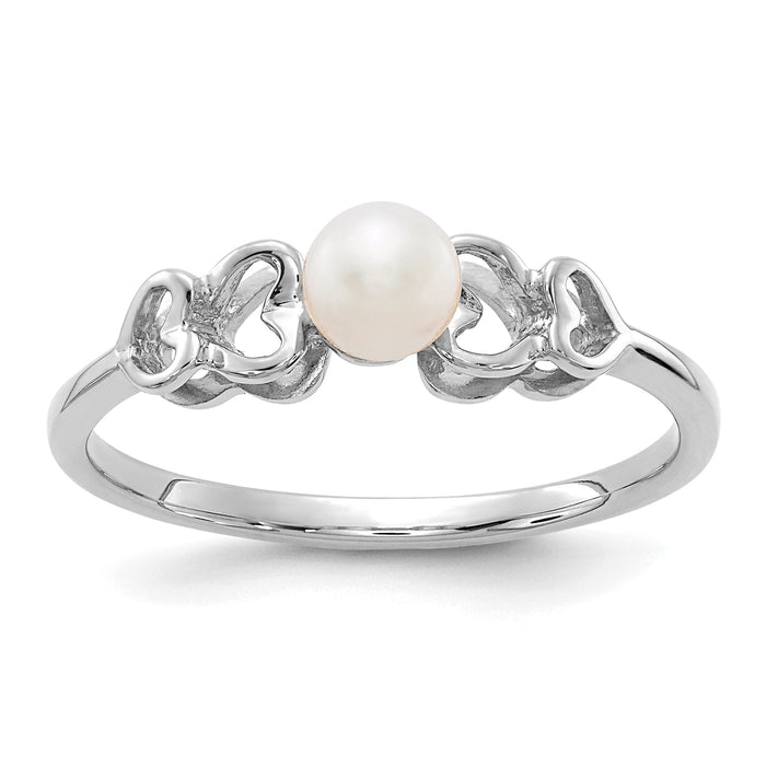 14k White Gold 4mm FW Cultured Pearl ring-Y1870PL