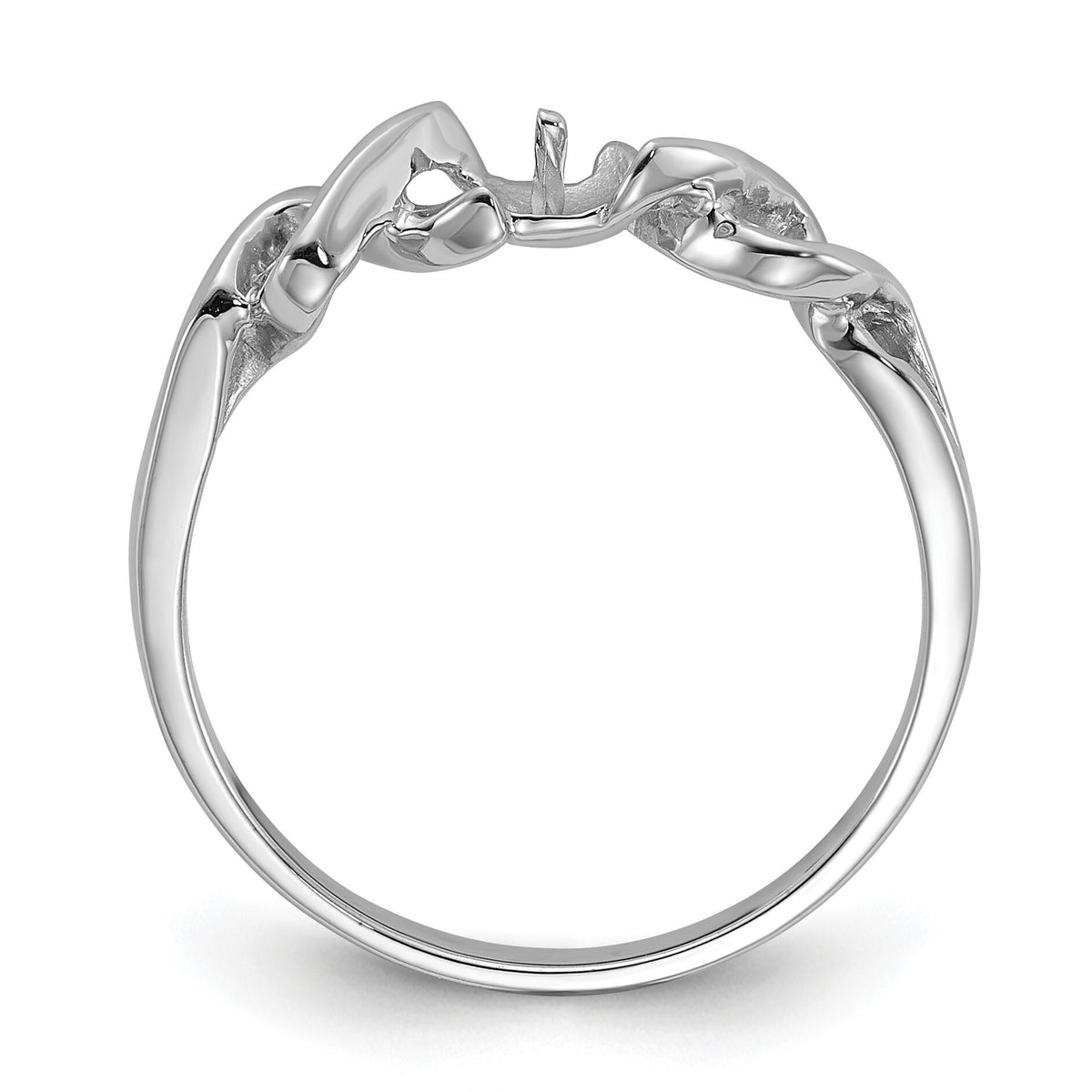 14k White Gold Polished Pearl Twisted Ring Mounting-Y1872