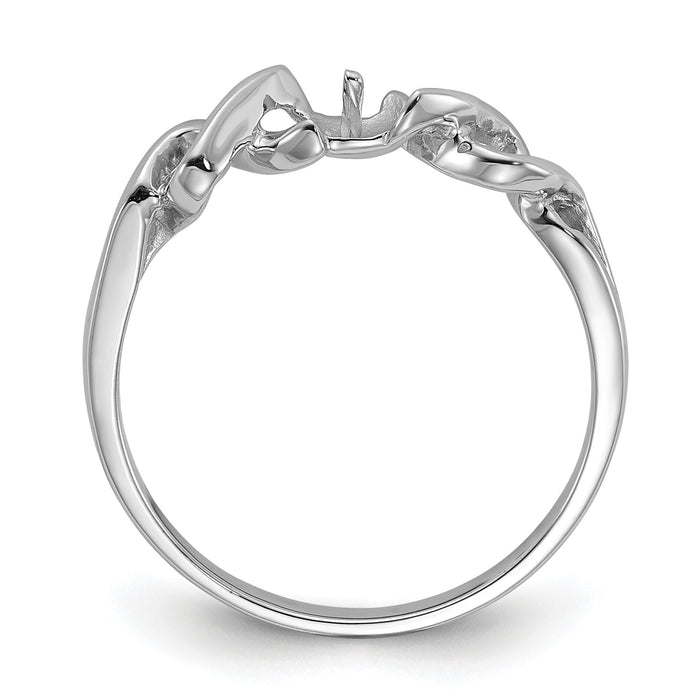 14k White Gold Polished Pearl Twisted Ring Mounting-Y1872