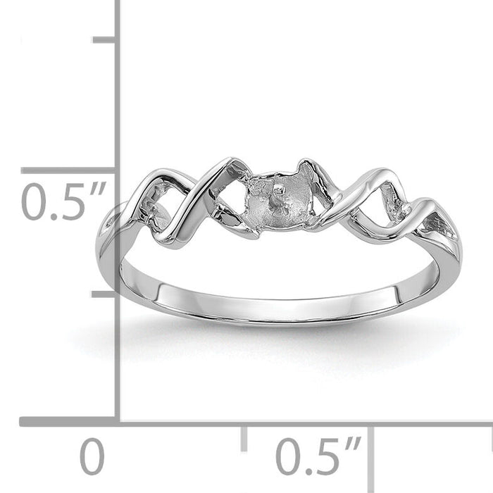 14k White Gold Polished Pearl Twisted Ring Mounting-Y1872