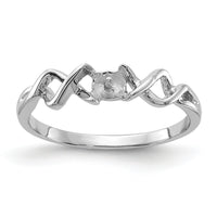 14k White Gold Polished Pearl Twisted Ring Mounting-Y1872