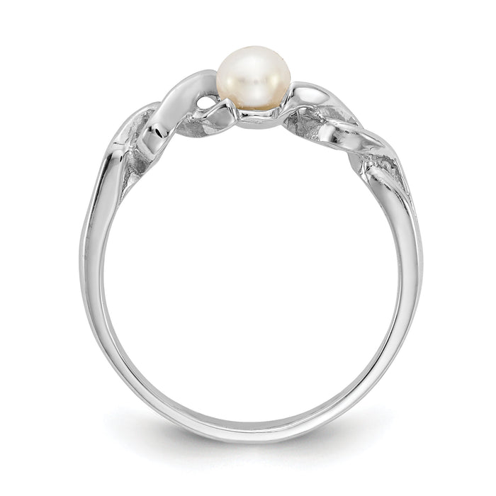 14k White Gold 4mm FW Cultured Pearl ring-Y1872PL