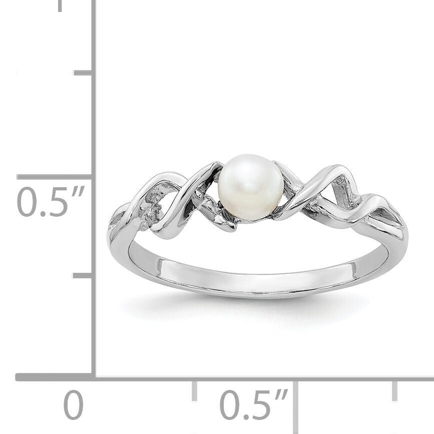 14k White Gold 4mm FW Cultured Pearl ring-Y1872PL